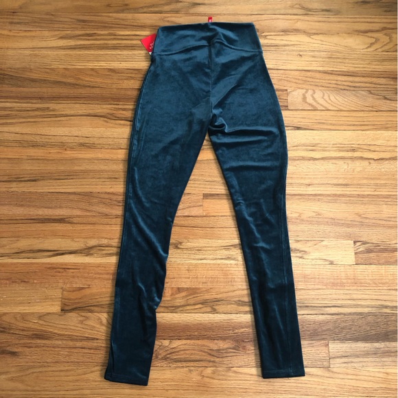 Spanx girls velvet leggings size girls large 10-12 green blue grey malachite - Picture 2 of 9